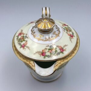 Vintage Noritake Lebrun Lidded Sugar Bowl Floral Gold Trim Japan 1940's